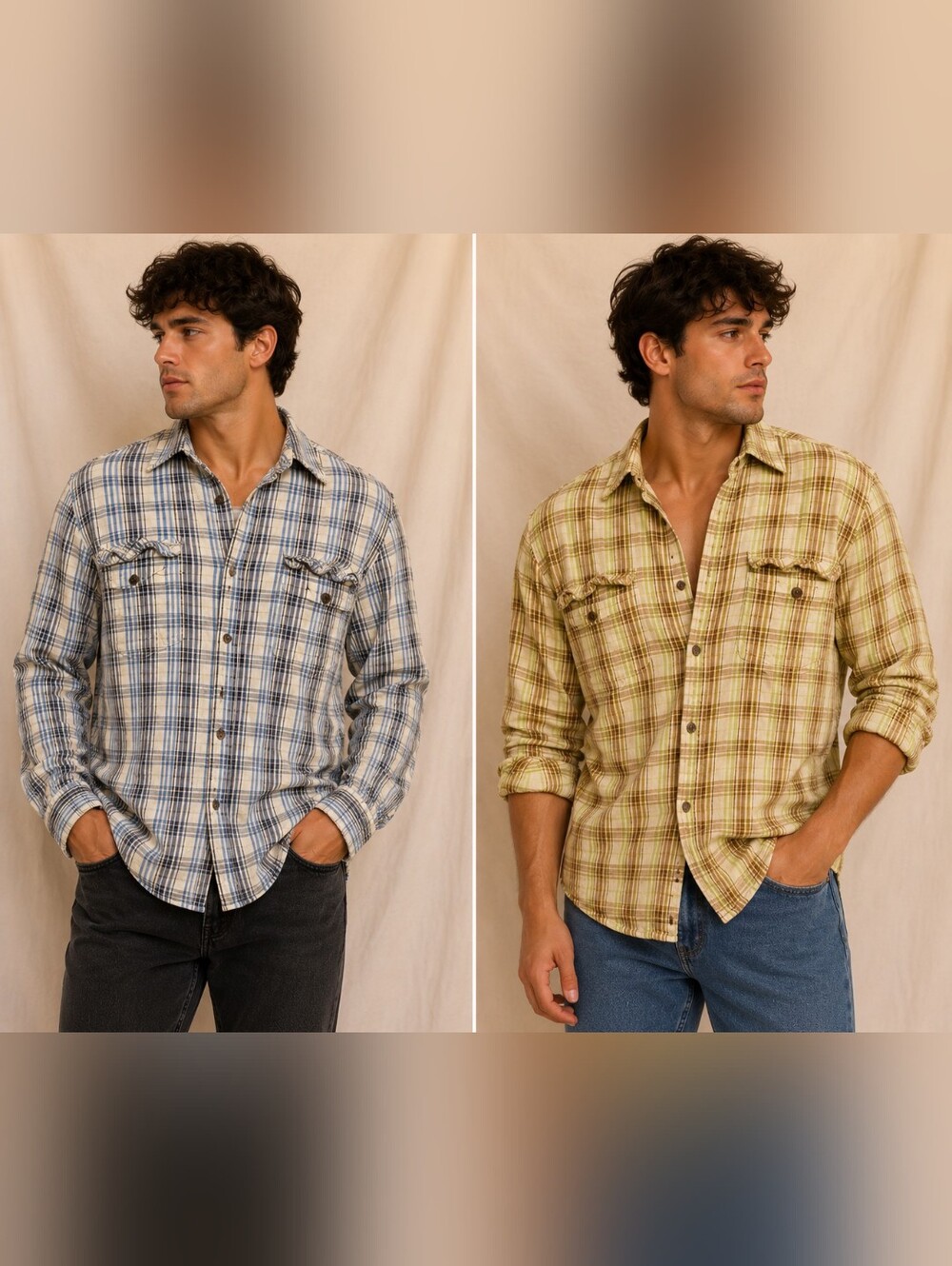 🥬Wrangler Plaid Button-Down Shirt Bundle – Size Medium (2 Shirts)